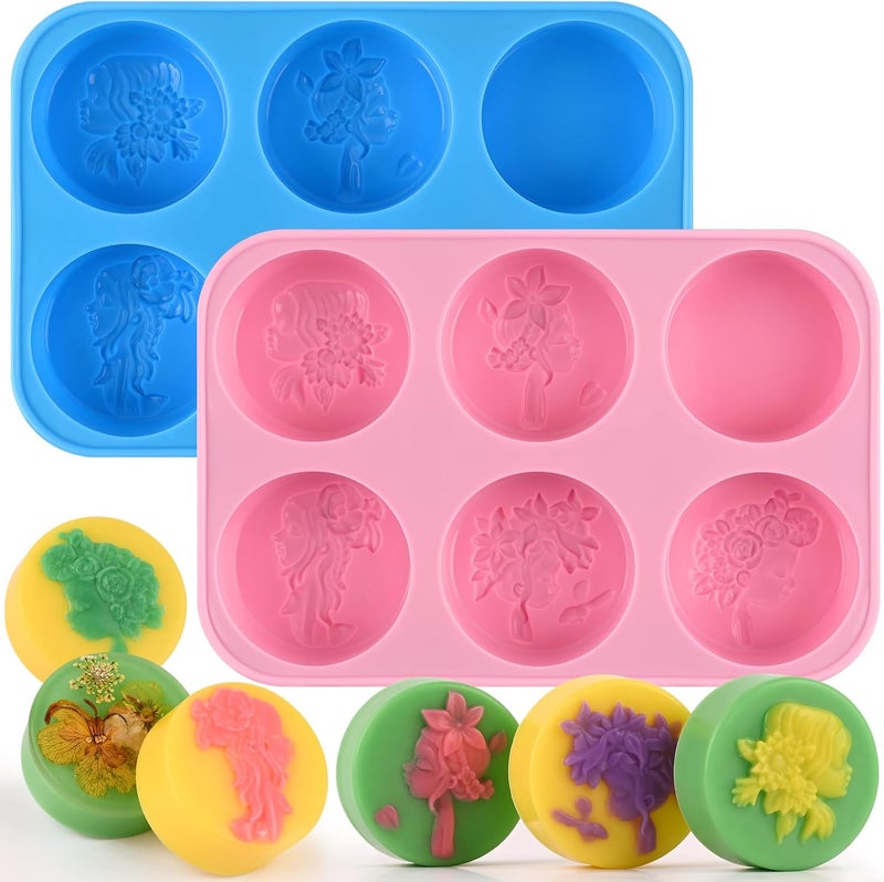 Moukiween Circular Silicone Soaps Mold,Loofah Soaps Molds,2PCS Silicone Soap Mold,Suitable for Making Soap,Bath Bombs,Shampoo Sticks,Candles and DIY Resin Handicrafts - Image 1